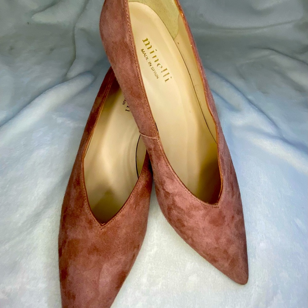 Minelli Paris. 2”heels. Blush-Nude suede. Brand new. Bought in Paris last year.